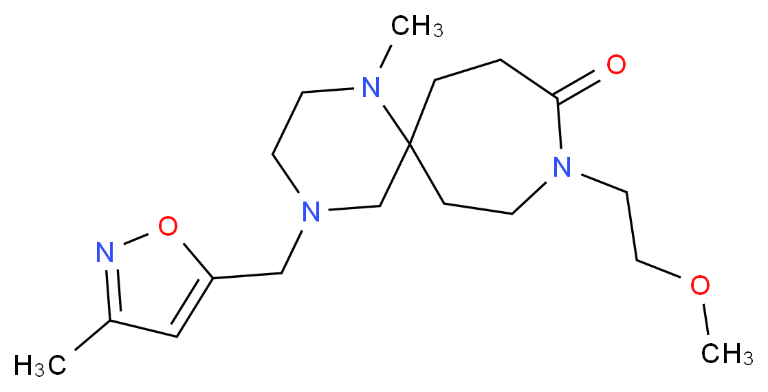 9-(2-methoxyethyl)-1-methyl-4-[(3-methylisoxazol-5-yl)methyl]-1,4,9-triazaspiro[5.6]dodecan-10-one_分子结构_CAS_)
