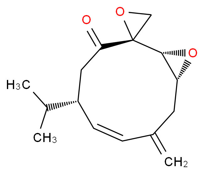 (1R,2R,5S,6E,10R)-8-methylidene-5-(propan-2-yl)-11-oxaspiro[bicyclo[8.1.0]undecane-2,2'-oxiran]-6-en-3-one_分子结构_CAS_61228-92-0