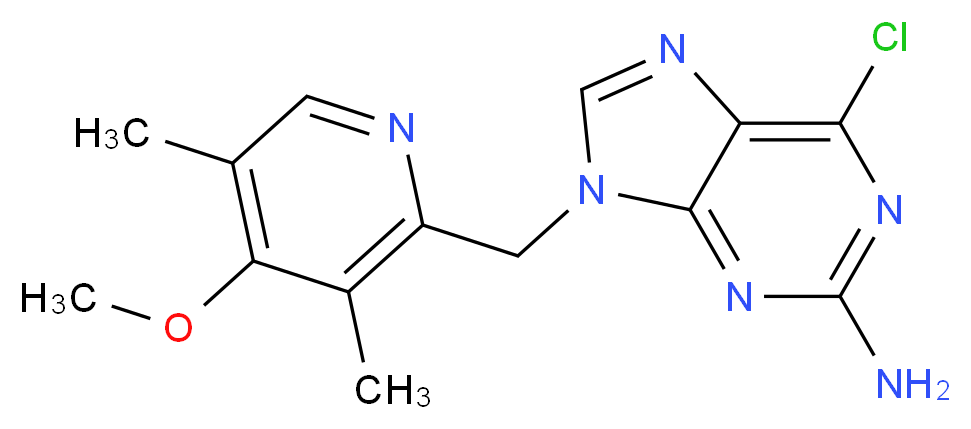 6-chloro-9-[(4-methoxy-3,5-dimethylpyridin-2-yl)methyl]-9H-purin-2-amine_分子结构_CAS_848695-25-0