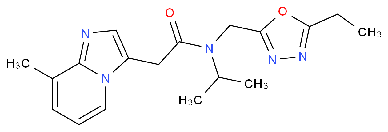 N-[(5-ethyl-1,3,4-oxadiazol-2-yl)methyl]-N-isopropyl-2-(8-methylimidazo[1,2-a]pyridin-3-yl)acetamide_分子结构_CAS_)