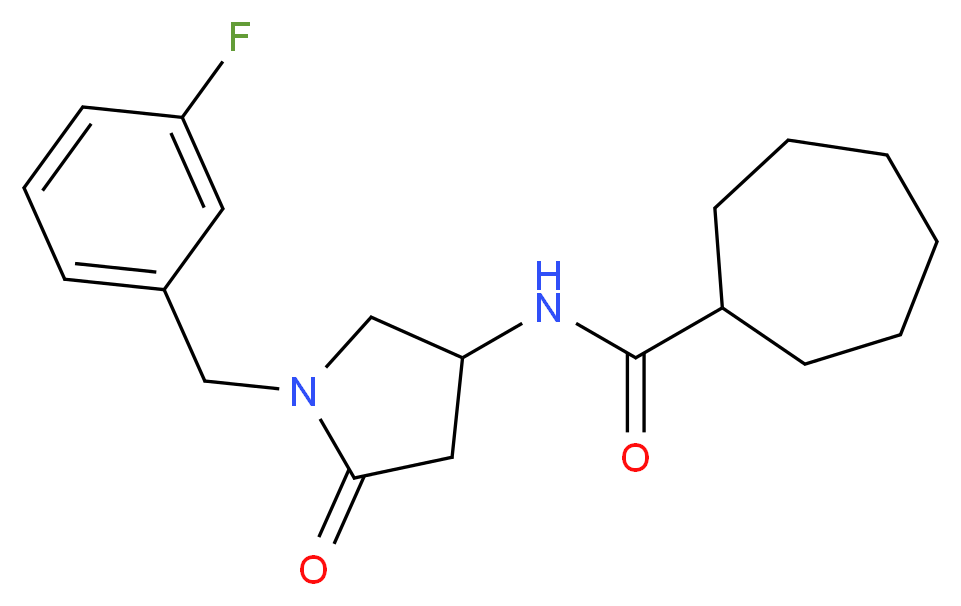 N-[1-(3-fluorobenzyl)-5-oxo-3-pyrrolidinyl]cycloheptanecarboxamide_分子结构_CAS_)