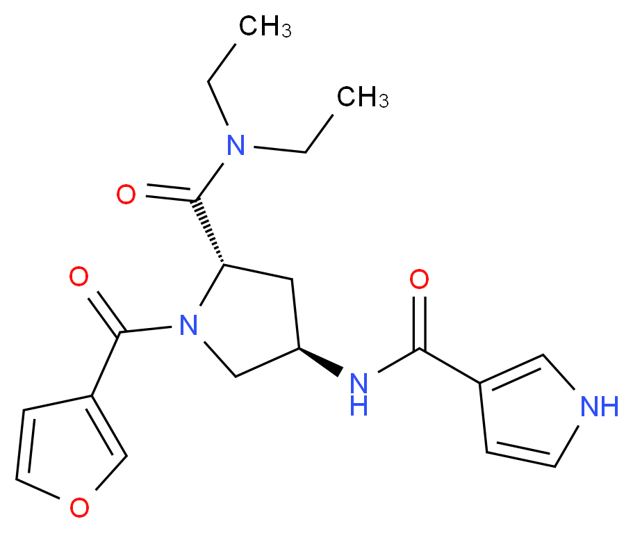 (4R)-N,N-diethyl-1-(3-furoyl)-4-[(1H-pyrrol-3-ylcarbonyl)amino]-L-prolinamide_分子结构_CAS_)