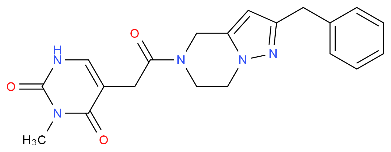 5-[2-(2-benzyl-6,7-dihydropyrazolo[1,5-a]pyrazin-5(4H)-yl)-2-oxoethyl]-3-methylpyrimidine-2,4(1H,3H)-dione_分子结构_CAS_)