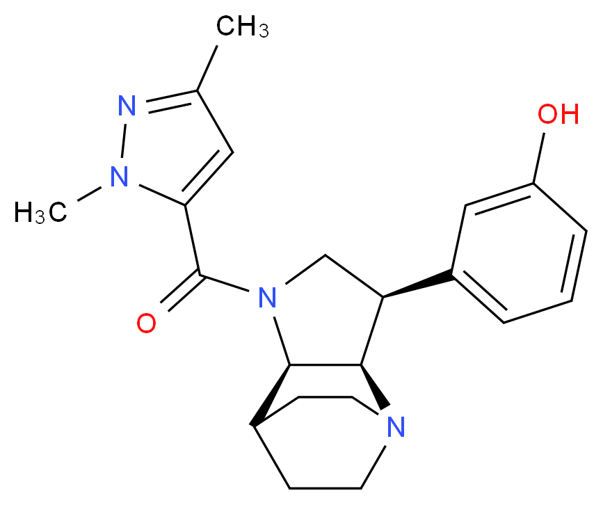 3-{(3R*,3aR*,7aR*)-1-[(1,3-dimethyl-1H-pyrazol-5-yl)carbonyl]octahydro-4,7-ethanopyrrolo[3,2-b]pyridin-3-yl}phenol_分子结构_CAS_)
