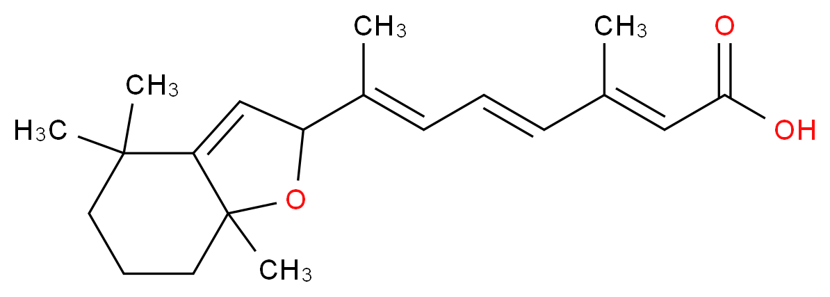 (2E,4E,6E)-7-(4,4,7a-trimethyl-2,4,5,6,7,7a-hexahydro-1-benzofuran-2-yl)-3-methylocta-2,4,6-trienoic acid_分子结构_CAS_3012-76-8