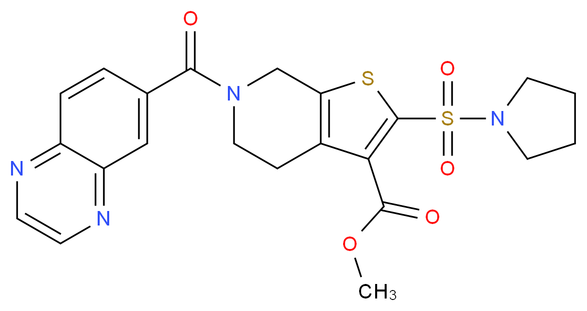methyl 2-(1-pyrrolidinylsulfonyl)-6-(6-quinoxalinylcarbonyl)-4,5,6,7-tetrahydrothieno[2,3-c]pyridine-3-carboxylate_分子结构_CAS_)