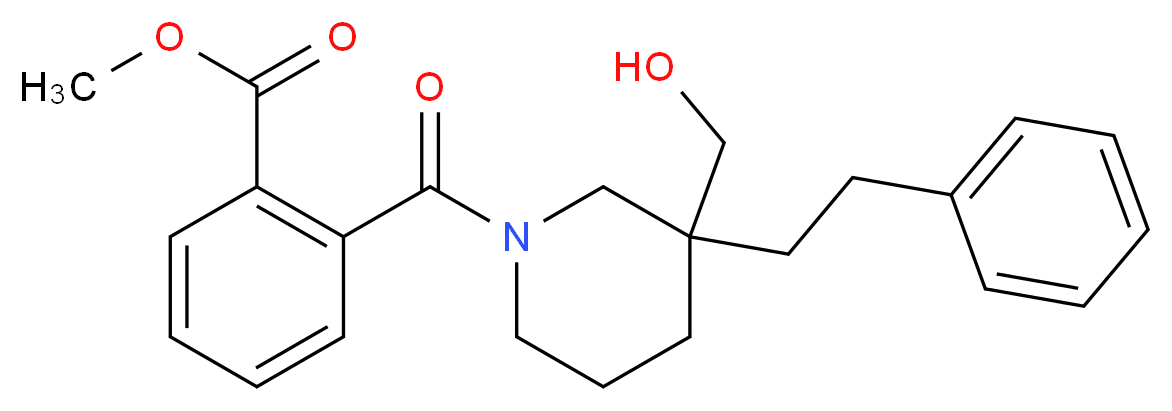 methyl 2-{[3-(hydroxymethyl)-3-(2-phenylethyl)-1-piperidinyl]carbonyl}benzoate_分子结构_CAS_)