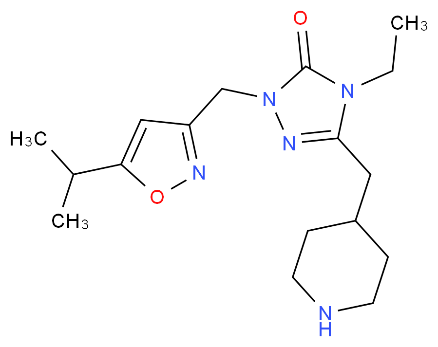 4-ethyl-2-[(5-isopropylisoxazol-3-yl)methyl]-5-(piperidin-4-ylmethyl)-2,4-dihydro-3H-1,2,4-triazol-3-one_分子结构_CAS_)