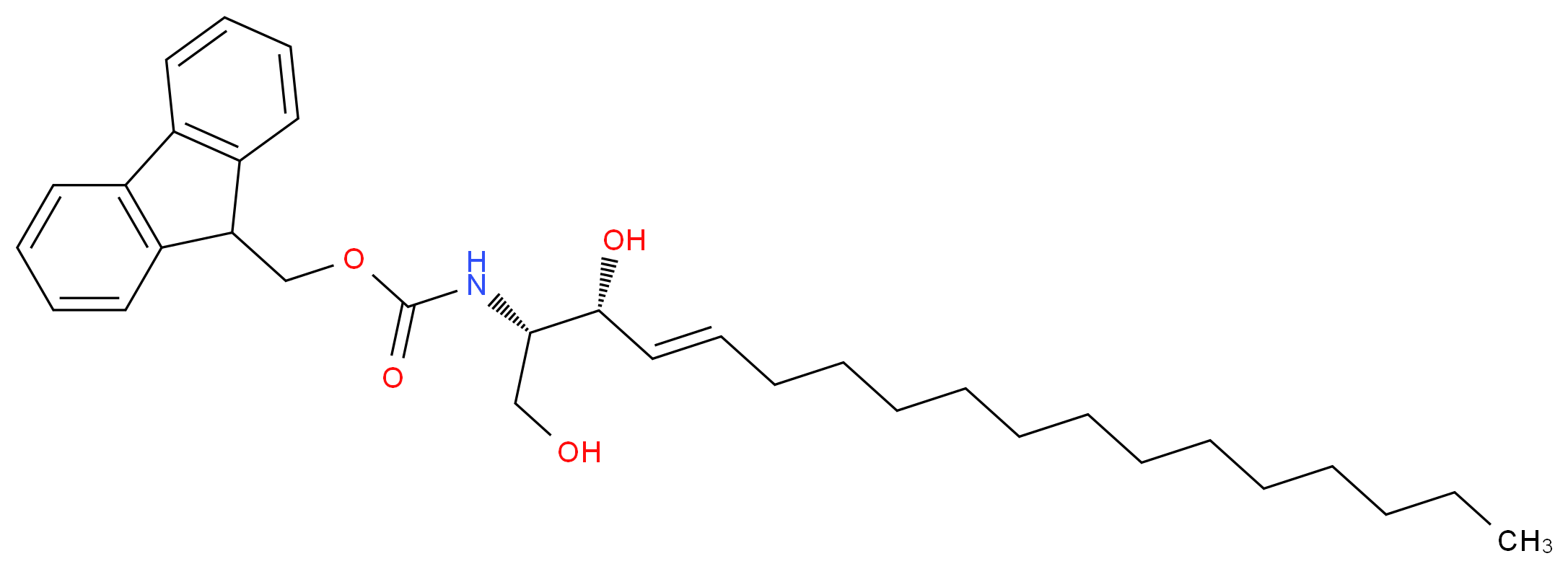 9H-fluoren-9-ylmethyl N-[(2S,3R,4E)-1,3-dihydroxyoctadec-4-en-2-yl]carbamate_分子结构_CAS_56607-19-3