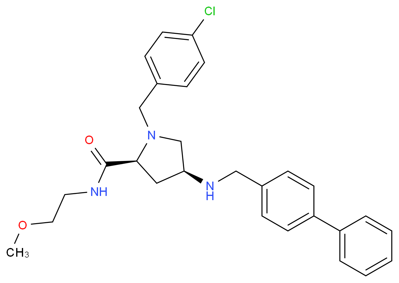 (4S)-4-[(4-biphenylylmethyl)amino]-1-(4-chlorobenzyl)-N-(2-methoxyethyl)-L-prolinamide_分子结构_CAS_)