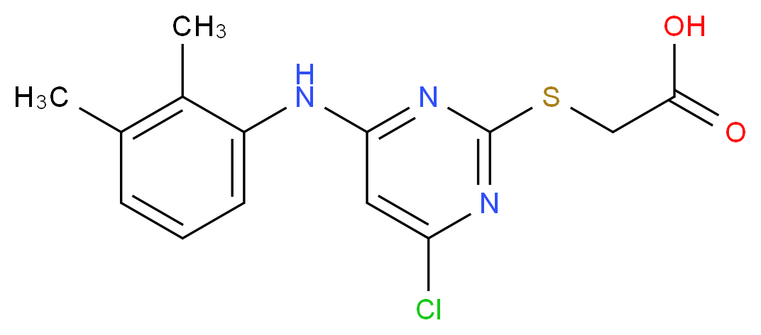 2-({4-chloro-6-[(2,3-dimethylphenyl)amino]pyrimidin-2-yl}sulfanyl)acetic acid_分子结构_CAS_50892-23-4