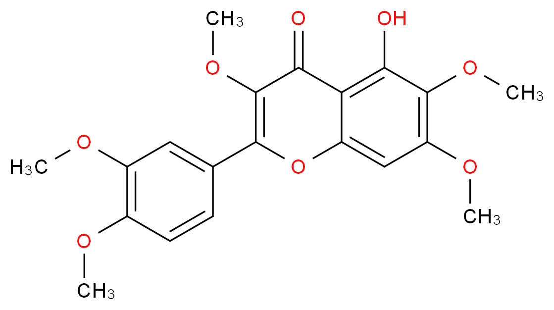 2-(3,4-dimethoxyphenyl)-5-hydroxy-3,6,7-trimethoxy-4H-chromen-4-one_分子结构_CAS_479-90-3