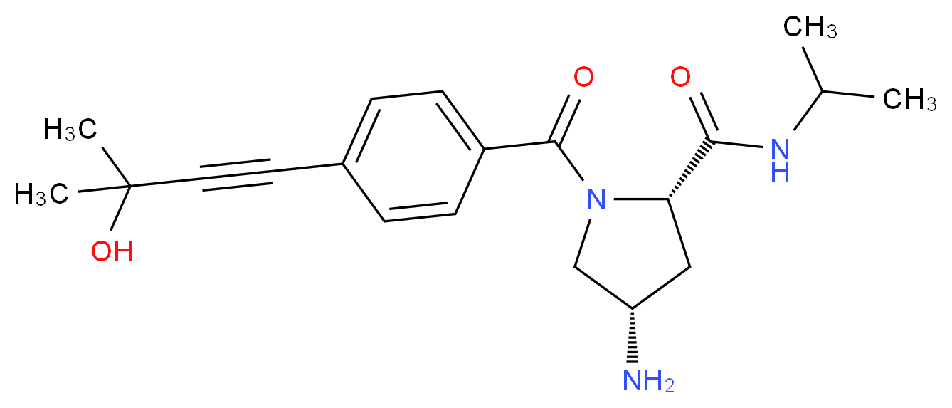 (2S,4S)-4-amino-1-[4-(3-hydroxy-3-methylbut-1-yn-1-yl)benzoyl]-N-isopropylpyrrolidine-2-carboxamide_分子结构_CAS_)