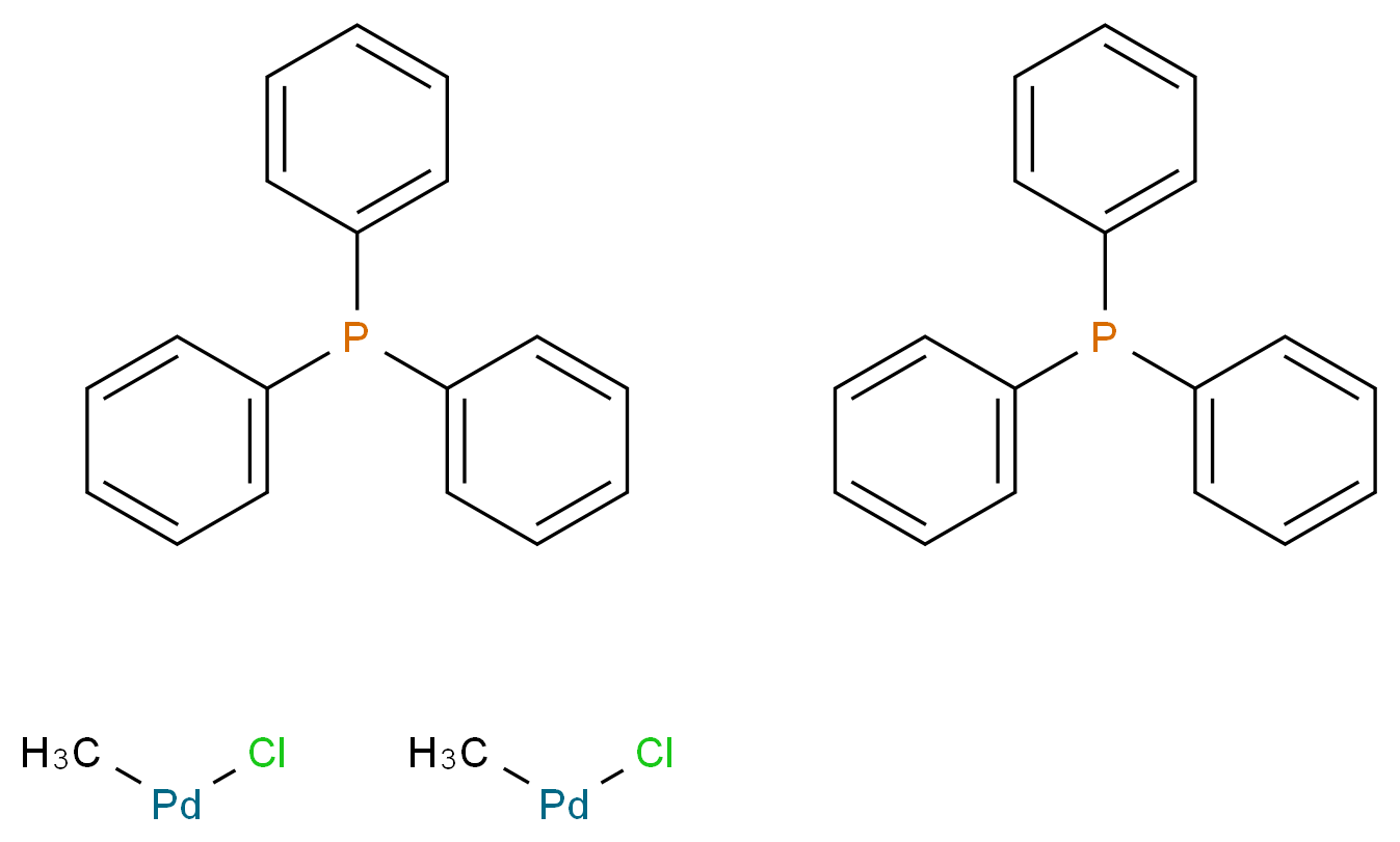 bis(chloro(methyl)palladium); bis(triphenylphosphane)_分子结构_CAS_149869-56-7