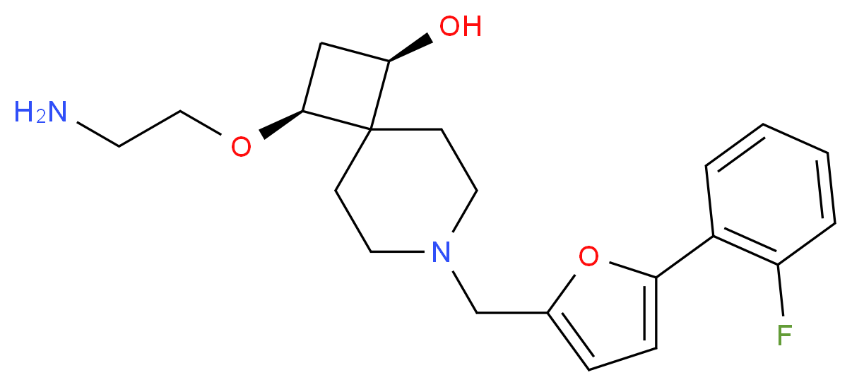 (1R*,3S*)-3-(2-aminoethoxy)-7-{[5-(2-fluorophenyl)-2-furyl]methyl}-7-azaspiro[3.5]nonan-1-ol_分子结构_CAS_)