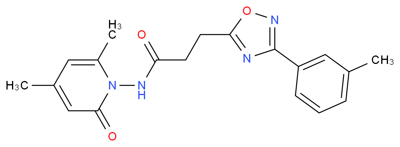 N-(4,6-dimethyl-2-oxopyridin-1(2H)-yl)-3-[3-(3-methylphenyl)-1,2,4-oxadiazol-5-yl]propanamide_分子结构_CAS_)