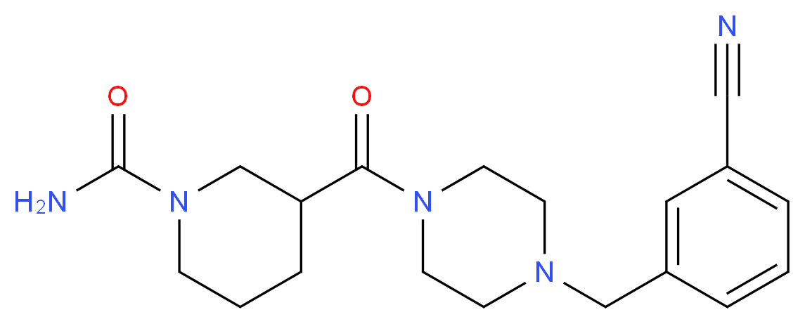 3-{[4-(3-cyanobenzyl)-1-piperazinyl]carbonyl}-1-piperidinecarboxamide_分子结构_CAS_)