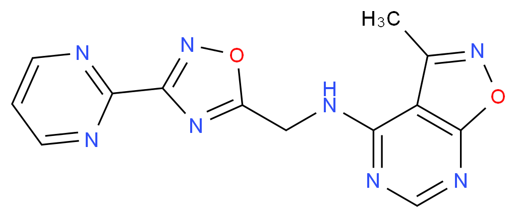3-methyl-N-[(3-pyrimidin-2-yl-1,2,4-oxadiazol-5-yl)methyl]isoxazolo[5,4-d]pyrimidin-4-amine_分子结构_CAS_)