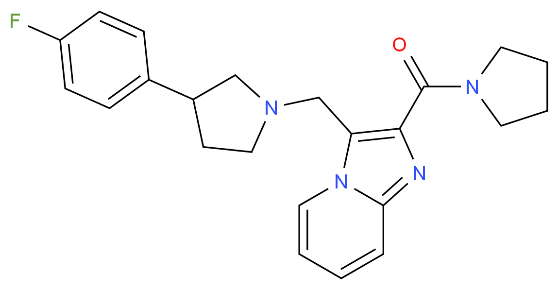 3-{[3-(4-fluorophenyl)-1-pyrrolidinyl]methyl}-2-(1-pyrrolidinylcarbonyl)imidazo[1,2-a]pyridine_分子结构_CAS_)