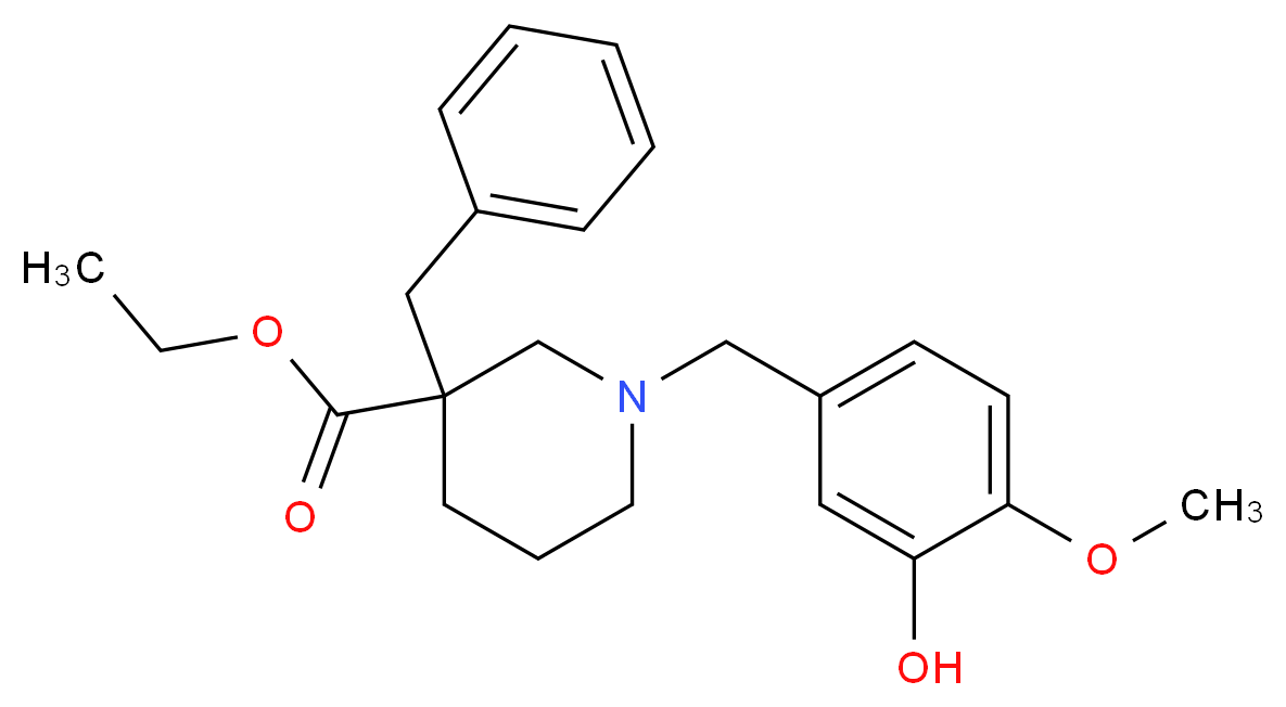 ethyl 3-benzyl-1-(3-hydroxy-4-methoxybenzyl)-3-piperidinecarboxylate_分子结构_CAS_)