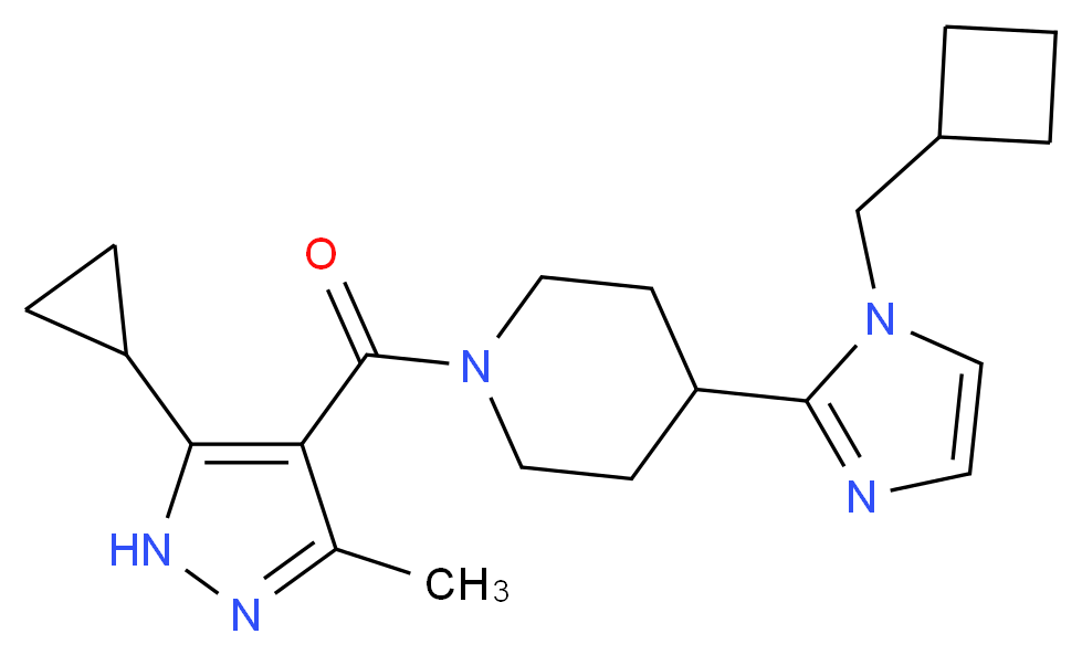 4-[1-(cyclobutylmethyl)-1H-imidazol-2-yl]-1-[(5-cyclopropyl-3-methyl-1H-pyrazol-4-yl)carbonyl]piperidine_分子结构_CAS_)