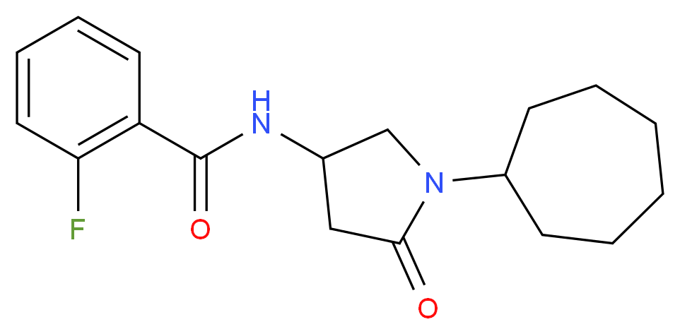 N-(1-cycloheptyl-5-oxo-3-pyrrolidinyl)-2-fluorobenzamide_分子结构_CAS_)