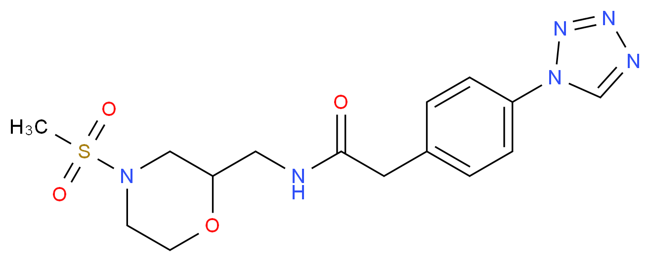 N-{[4-(methylsulfonyl)morpholin-2-yl]methyl}-2-[4-(1H-tetrazol-1-yl)phenyl]acetamide_分子结构_CAS_)