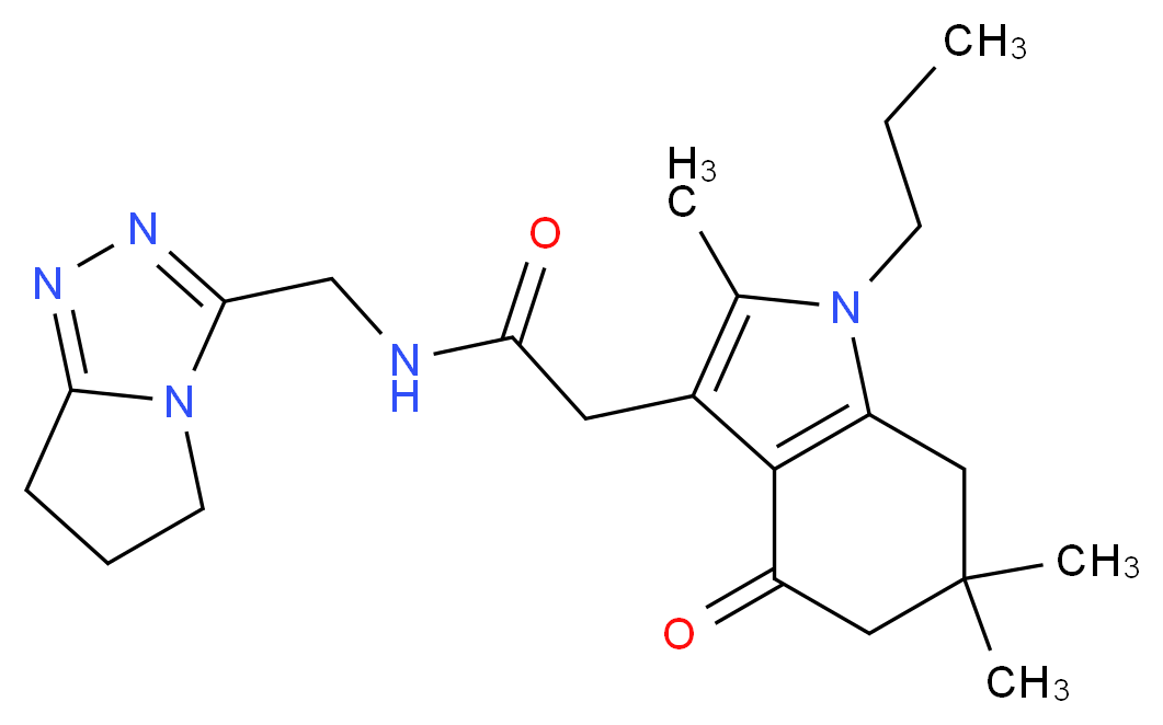N-(6,7-dihydro-5H-pyrrolo[2,1-c][1,2,4]triazol-3-ylmethyl)-2-(2,6,6-trimethyl-4-oxo-1-propyl-4,5,6,7-tetrahydro-1H-indol-3-yl)acetamide_分子结构_CAS_)