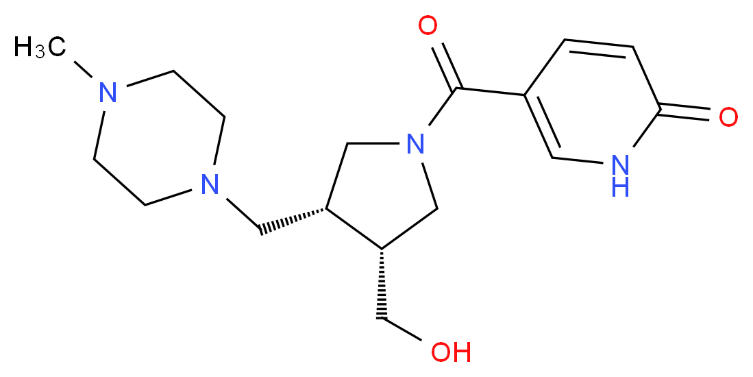 5-({(3R*,4R*)-3-(hydroxymethyl)-4-[(4-methylpiperazin-1-yl)methyl]pyrrolidin-1-yl}carbonyl)pyridin-2(1H)-one_分子结构_CAS_)