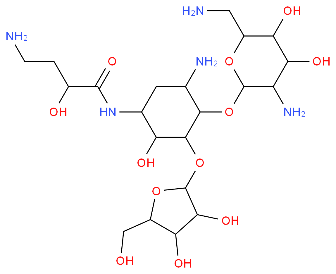 4-amino-N-(5-amino-4-{[3-amino-6-(aminomethyl)-4,5-dihydroxyoxan-2-yl]oxy}-3-{[3,4-dihydroxy-5-(hydroxymethyl)oxolan-2-yl]oxy}-2-hydroxycyclohexyl)-2-hydroxybutanamide_分子结构_CAS_34291-02-6