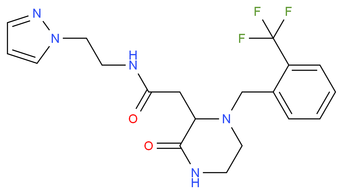 2-{3-oxo-1-[2-(trifluoromethyl)benzyl]-2-piperazinyl}-N-[2-(1H-pyrazol-1-yl)ethyl]acetamide_分子结构_CAS_)