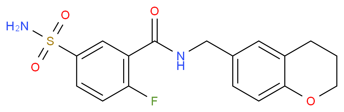 5-(aminosulfonyl)-N-(3,4-dihydro-2H-chromen-6-ylmethyl)-2-fluorobenzamide_分子结构_CAS_)