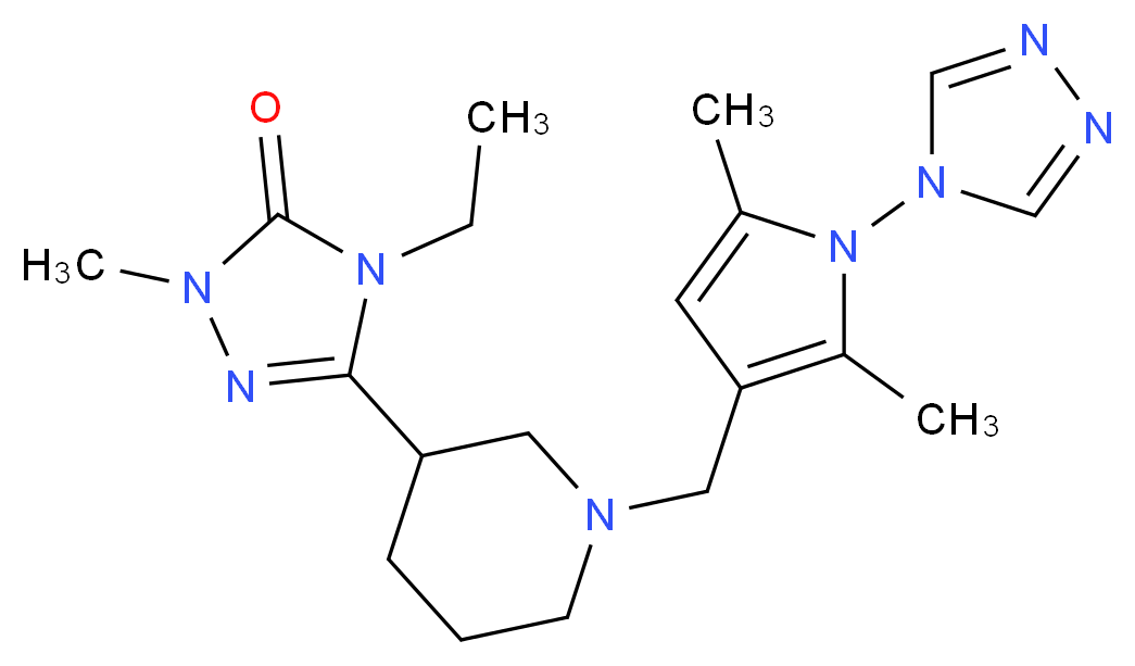 5-(1-{[2,5-dimethyl-1-(4H-1,2,4-triazol-4-yl)-1H-pyrrol-3-yl]methyl}piperidin-3-yl)-4-ethyl-2-methyl-2,4-dihydro-3H-1,2,4-triazol-3-one_分子结构_CAS_)