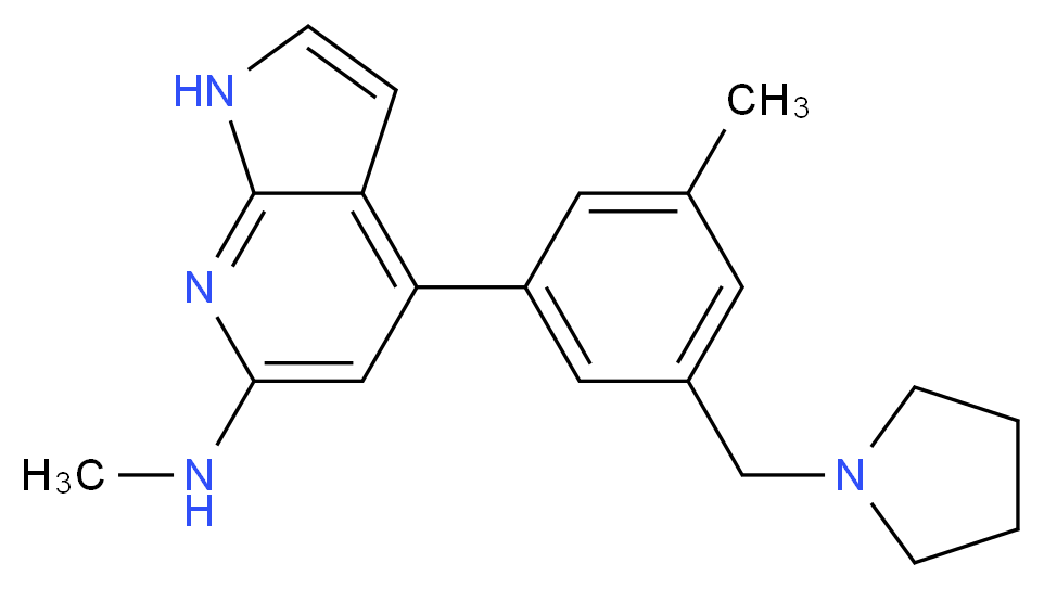 N-methyl-4-[3-methyl-5-(pyrrolidin-1-ylmethyl)phenyl]-1H-pyrrolo[2,3-b]pyridin-6-amine_分子结构_CAS_)