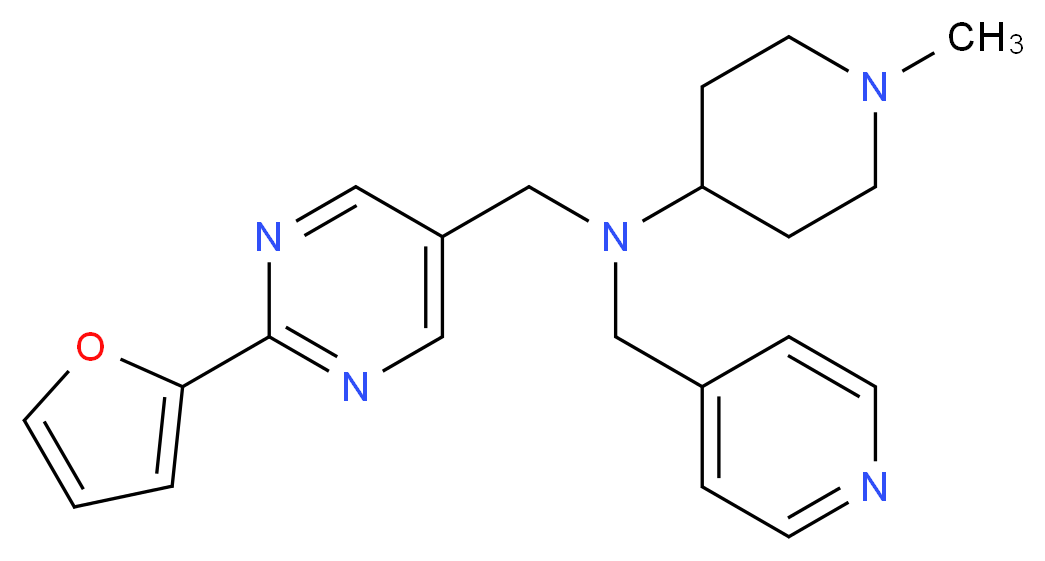N-{[2-(2-furyl)-5-pyrimidinyl]methyl}-1-methyl-N-(4-pyridinylmethyl)-4-piperidinamine_分子结构_CAS_)
