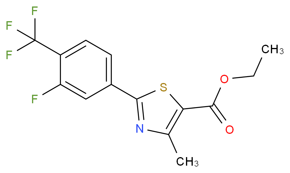 Ethyl 2-[3-fluoro-4-(trifluoromethyl)phenyl]-4-methyl-1,3-thiazole-5-carboxylate_分子结构_CAS_317319-21-4)