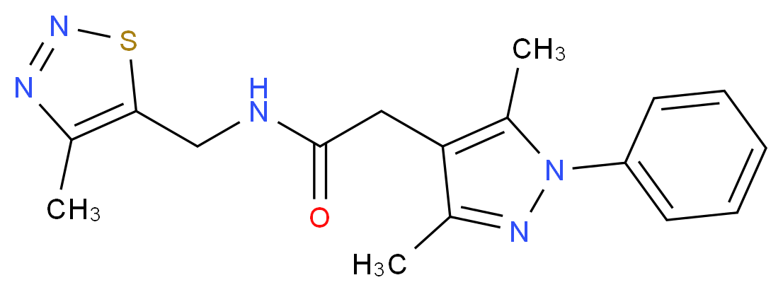 2-(3,5-dimethyl-1-phenyl-1H-pyrazol-4-yl)-N-[(4-methyl-1,2,3-thiadiazol-5-yl)methyl]acetamide_分子结构_CAS_)