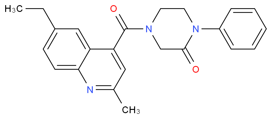 4-[(6-ethyl-2-methyl-4-quinolinyl)carbonyl]-1-phenyl-2-piperazinone_分子结构_CAS_)