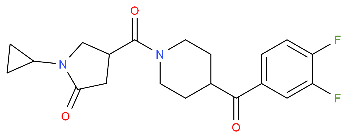 1-cyclopropyl-4-{[4-(3,4-difluorobenzoyl)-1-piperidinyl]carbonyl}-2-pyrrolidinone_分子结构_CAS_)