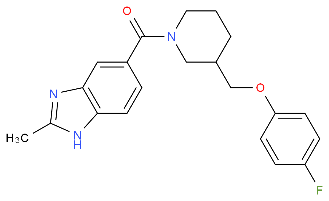 5-({3-[(4-fluorophenoxy)methyl]-1-piperidinyl}carbonyl)-2-methyl-1H-benzimidazole_分子结构_CAS_)