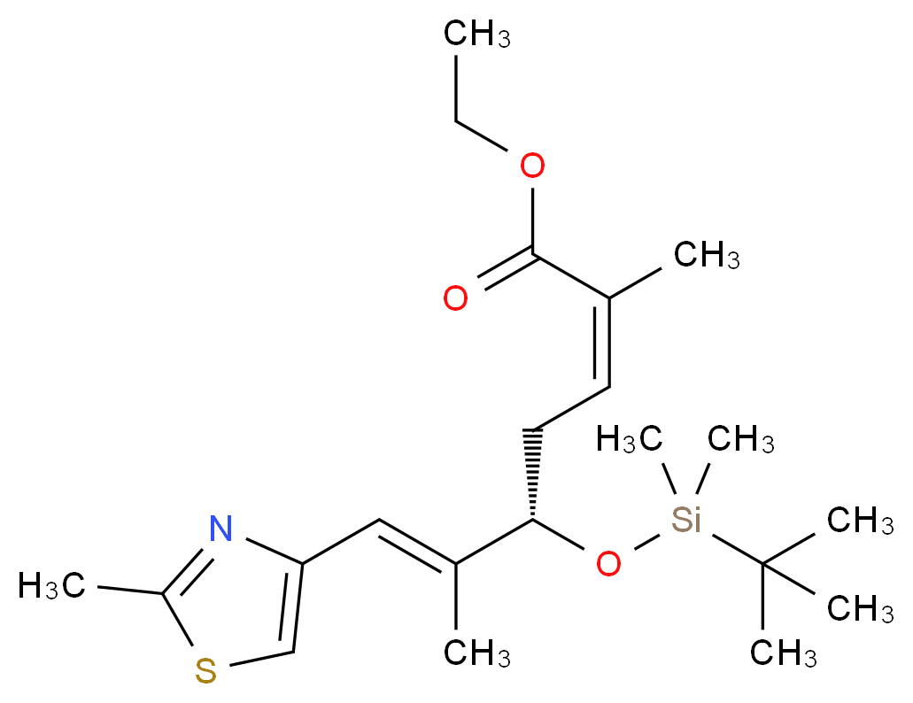 Ethyl (2Z,5S,6E)-5-{[tert-Butyl(dimethyl)silyl]oxy}-2,6-dimethyl-7-(2-methyl-1,3-thiazol-4-yl)hepta-2,6-dienoate_分子结构_CAS_218614-04-1)