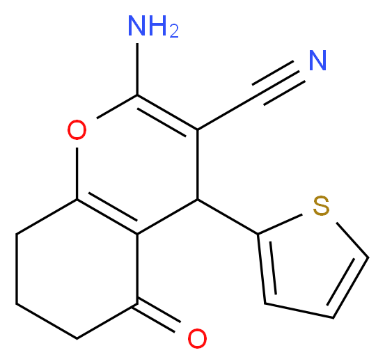 2-Amino-5-oxo-4-(2-thienyl)-5,6,7,8-tetrahydro-4H-chromene-3-carbonitrile_分子结构_CAS_)