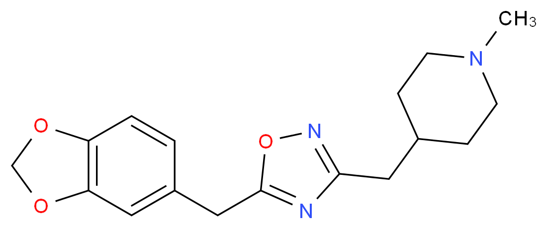 4-{[5-(1,3-benzodioxol-5-ylmethyl)-1,2,4-oxadiazol-3-yl]methyl}-1-methylpiperidine_分子结构_CAS_)