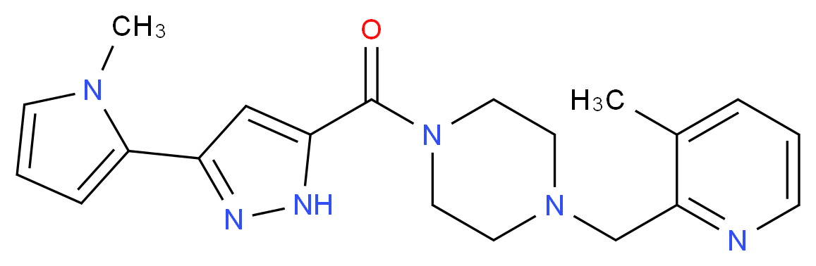 1-[(3-methyl-2-pyridinyl)methyl]-4-{[3-(1-methyl-1H-pyrrol-2-yl)-1H-pyrazol-5-yl]carbonyl}piperazine_分子结构_CAS_)