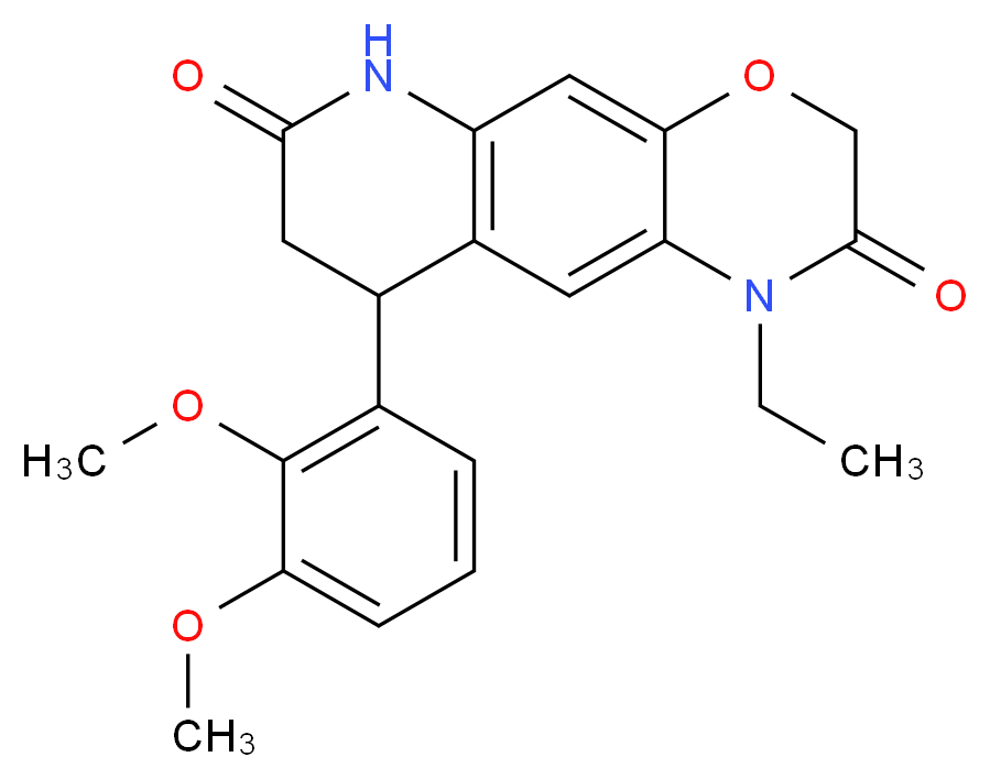 9-(2,3-dimethoxyphenyl)-1-ethyl-8,9-dihydro-1H-[1,4]oxazino[3,2-g]quinoline-2,7(3H,6H)-dione_分子结构_CAS_)