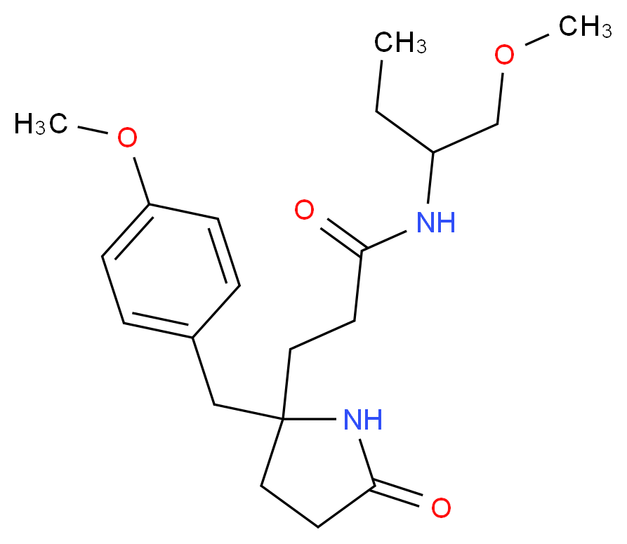3-[2-(4-methoxybenzyl)-5-oxo-2-pyrrolidinyl]-N-[1-(methoxymethyl)propyl]propanamide_分子结构_CAS_)