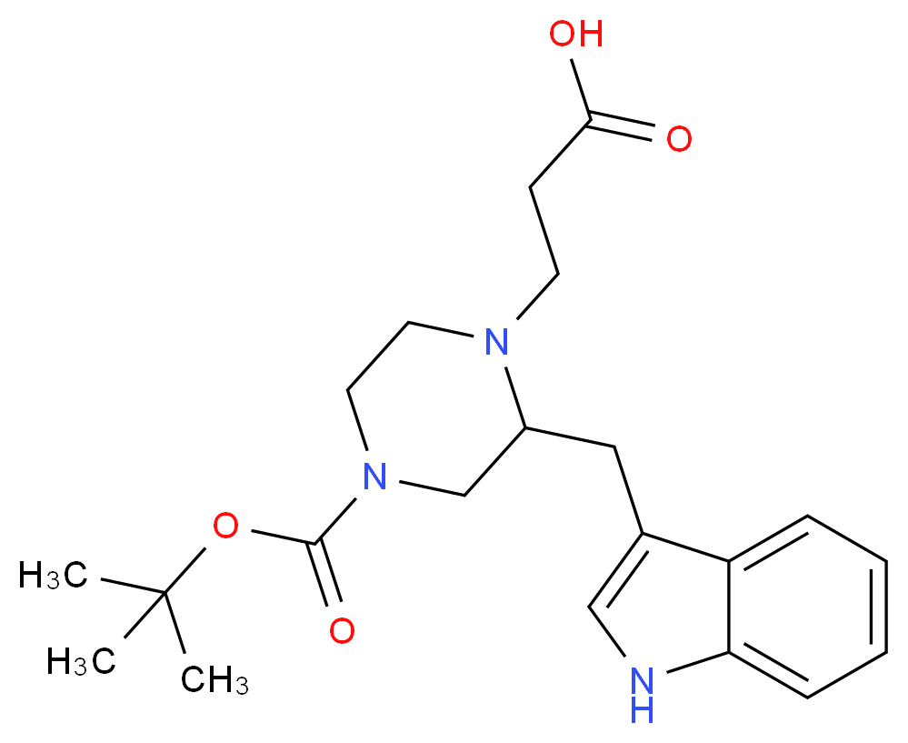 3-(2-((1H-indol-3-yl)methyl)-4-(tert-butoxycarbonyl)piperazin-1-yl)propanoic acid_分子结构_CAS_1060814-27-8)