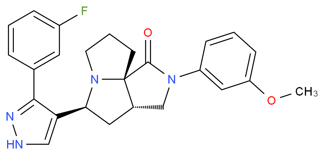 (3aS*,5S*,9aS*)-5-[3-(3-fluorophenyl)-1H-pyrazol-4-yl]-2-(3-methoxyphenyl)hexahydro-7H-pyrrolo[3,4-g]pyrrolizin-1(2H)-one_分子结构_CAS_)
