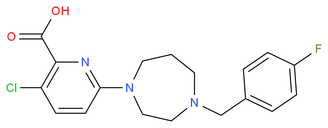 3-chloro-6-[4-(4-fluorobenzyl)-1,4-diazepan-1-yl]-2-pyridinecarboxylic acid_分子结构_CAS_)