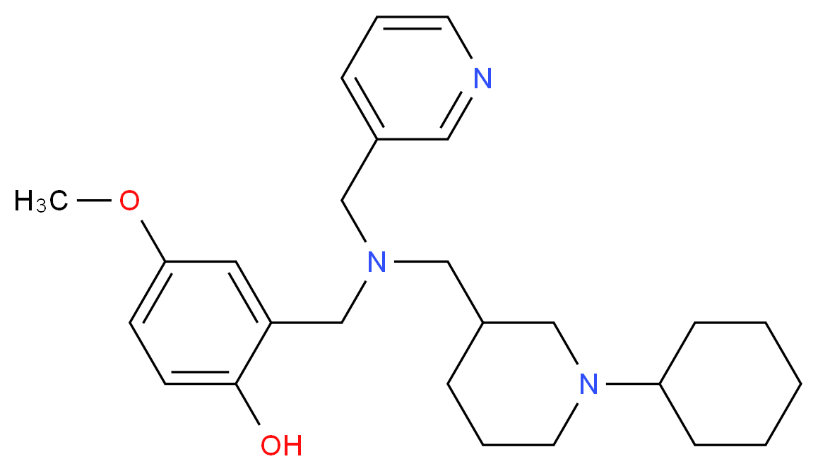 2-{[[(1-cyclohexyl-3-piperidinyl)methyl](3-pyridinylmethyl)amino]methyl}-4-methoxyphenol_分子结构_CAS_)